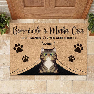 Bem-Vindo À Minha Casa Portuguese - Funny Personalized Cat Decorative Mat.