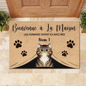 Bienvenue À La Maison French - Funny Personalized Cat Decorative Mat (WT).