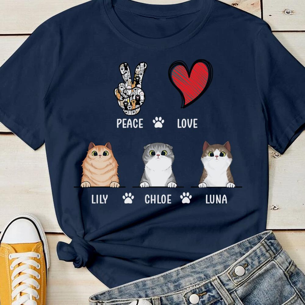 Peace Love Cat - Personalized Custom T-shirt.