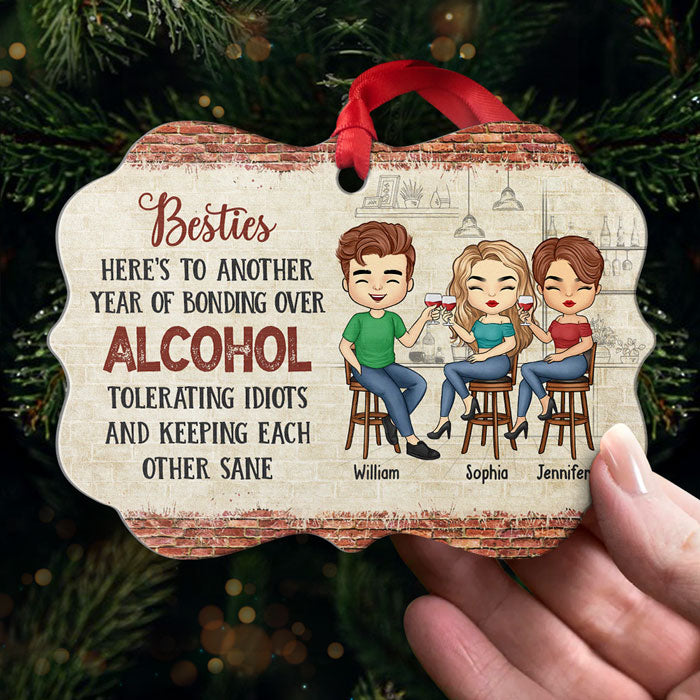 La gueule de bois est temporaire, les histoires d'ivrognes sont éternelles - Décoration personnalisée Bestie - En aluminium en forme de Benelux - Cadeau de Noël pour meilleures amies, meilleures amies, sœurs