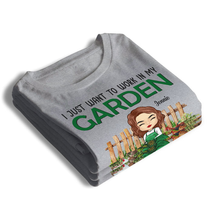 Travaillez dans mon jardin - T-shirt et sweat à capuche unisexe personnalisé - Cadeau pour les amateurs de jardinage