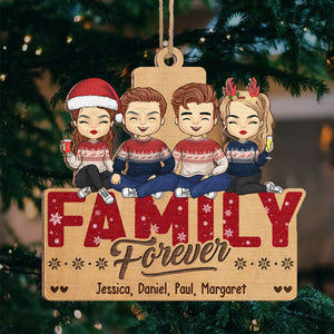 Frères et sœurs pour toujours - Ornement personnalisé pour la famille - Forme unique en bois - Cadeau de Noël pour les membres de la famille