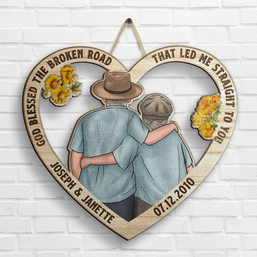 Notre premier baiser en forme de cœur - Panneau en bois personnalisé - Cadeau pour couple, mari et femme