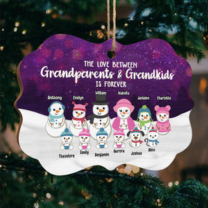 L'amour entre grands-parents et petits-enfants Bonhomme de neige - Décoration de Noël en bois personnalisée en forme de Benelux - Cadeau pour grands-parents, cadeau de Noël