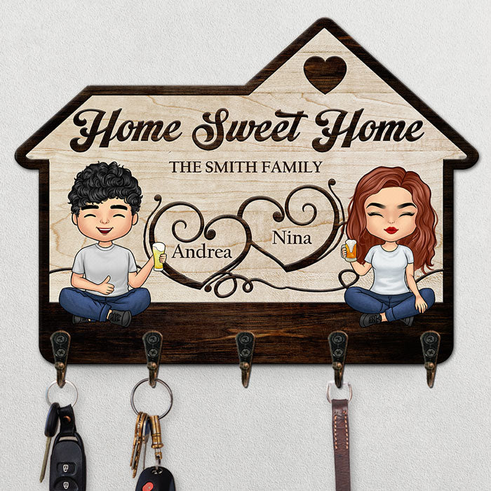 Home Sweet Home - Porte-clés personnalisé, porte-clés - Cadeau pour couple, mari et femme, anniversaire, fiançailles, mariage, cadeau de mariage