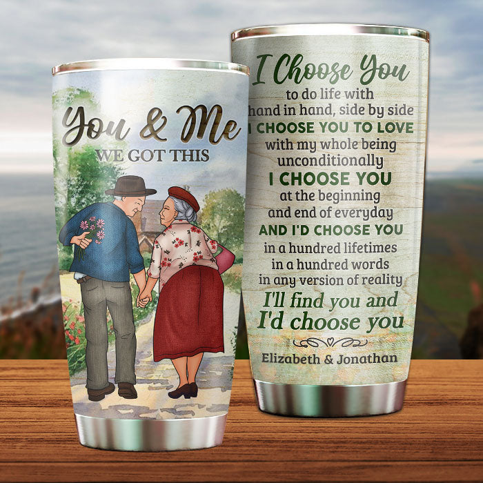 Je te choisis pour vivre avec toi - Verre personnalisé - Cadeau pour couple, mari et femme
