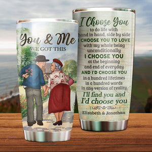 Je te choisis pour vivre avec toi - Verre personnalisé - Cadeau pour couple, mari et femme