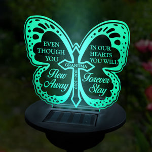 Restez à jamais dans nos cœurs - Lampe solaire de jardin commémorative personnalisée - Cadeau commémoratif, cadeau de condoléances