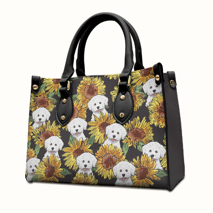 Sac à main en cuir personnalisé « Tournesol » pour bébé en fourrure – Cadeau pour les amoureux des animaux