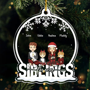 Famille pour toujours et à jamais - Décoration personnalisée pour la famille - Boule à neige en acrylique - Cadeau de Noël pour les membres de la famille