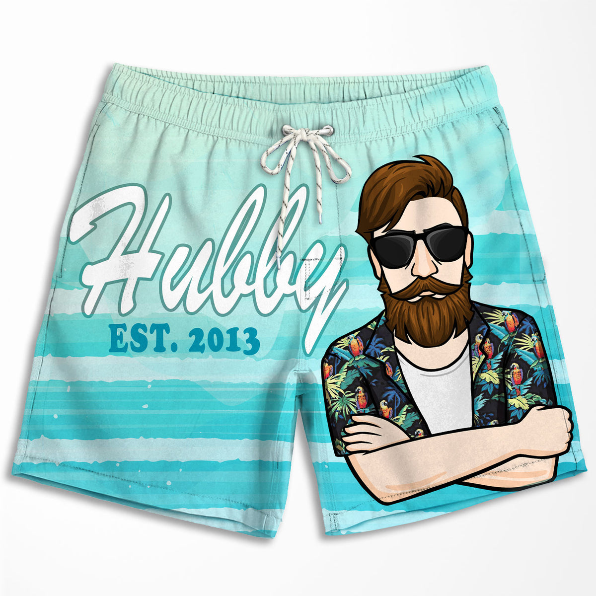 Mari et femme - Short de plage personnalisé pour couple - Cadeau pour couple