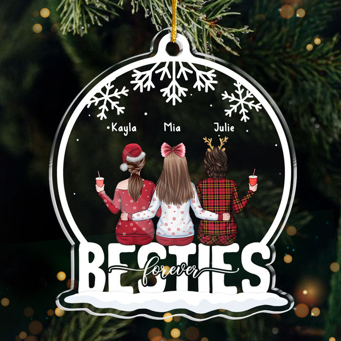 Sœurs pour toujours - Décoration personnalisée pour meilleure amie - Boule à neige en acrylique - Cadeau de Noël pour meilleures amies, meilleures amies et sœurs