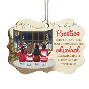 Voici une autre année de liens autour des idiots tolérants à l'alcool - Décoration de Noël en bois personnalisée en forme de Benelux - Cadeau pour meilleure amie, meilleure amie, sœur, cadeau d'anniversaire pour meilleure amie et amie, cadeau de Noël
