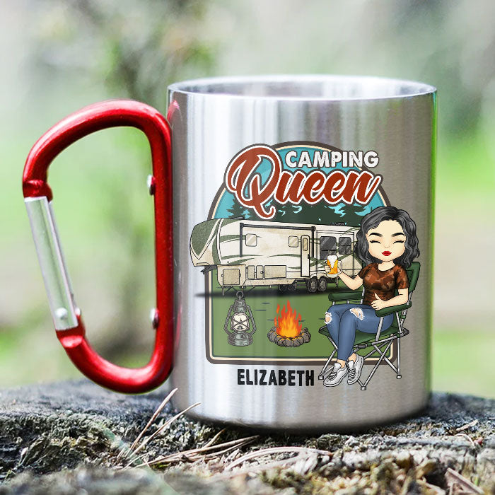 Élégant, impertinent et intelligent - Mug de camping personnalisé avec mousqueton - Cadeau pour les amateurs de camping
