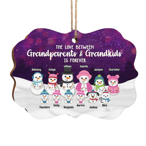 L'amour entre grands-parents et petits-enfants Bonhomme de neige - Décoration de Noël en bois personnalisée en forme de Benelux - Cadeau pour grands-parents, cadeau de Noël