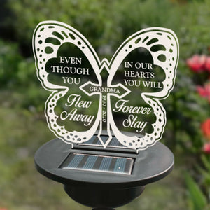 Restez à jamais dans nos cœurs - Lampe solaire de jardin commémorative personnalisée - Cadeau commémoratif, cadeau de condoléances