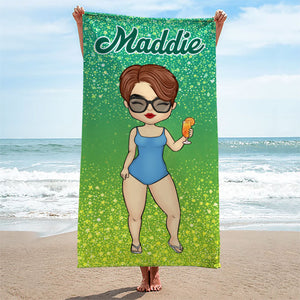 Serviette de plage personnalisée à paillettes colorées pour vos vacances - Cadeau de Noël pour vos meilleures amies, sœurs et amies