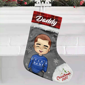 Entrez dans l'esprit de Noël - Chaussette de Noël personnalisée - Cadeau pour la famille, cadeau de Noël