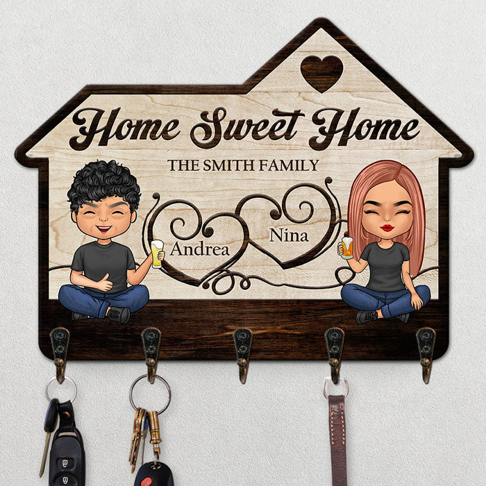 Home Sweet Home - Porte-clés personnalisé, porte-clés - Cadeau pour couple, mari et femme, anniversaire, fiançailles, mariage, cadeau de mariage
