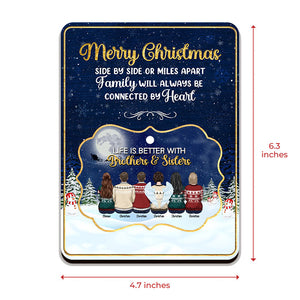 La famille sera unie par le cœur - Carte de Noël personnalisée en bois avec ornement amovible - Cadeau pour la famille, cadeau de Noël