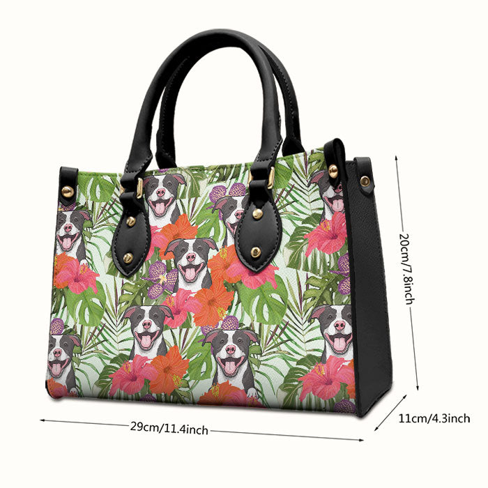 Sac à main en cuir personnalisé « Chien tropical » – Cadeau pour les amoureux des animaux