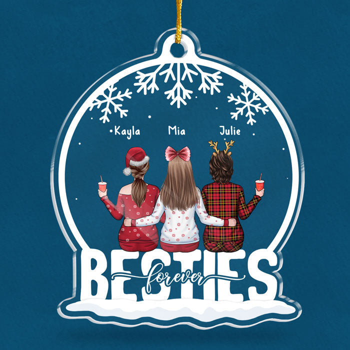 Sœurs pour toujours - Décoration personnalisée pour meilleure amie - Boule à neige en acrylique - Cadeau de Noël pour meilleures amies, meilleures amies et sœurs