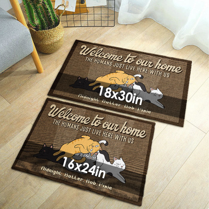 Bienvenue chez Funny Cats Home - Tapis décoratif personnalisé - Cadeau pour les amoureux des animaux