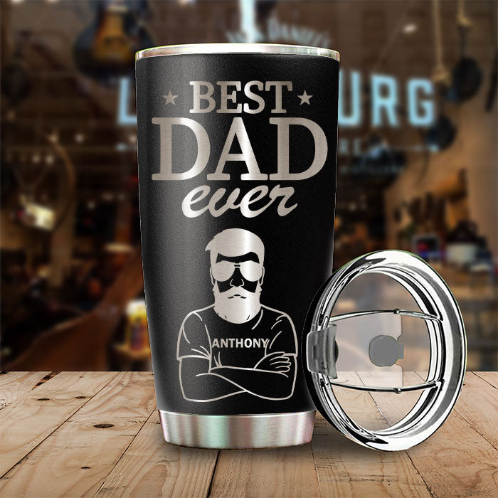 Meilleur papa de tous les temps - Gobelet personnalisé gravé au laser - Cadeau pour papa