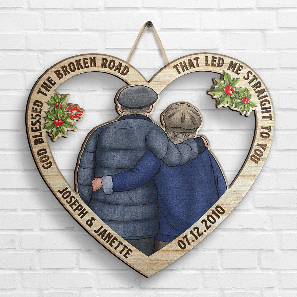 Notre premier baiser en forme de cœur - Panneau en bois personnalisé - Cadeau pour couple, mari et femme