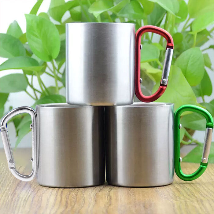 Happy Campers Outdoor Adventure - Mug de camping personnalisé avec mousqueton - Cadeau pour les amateurs de camping