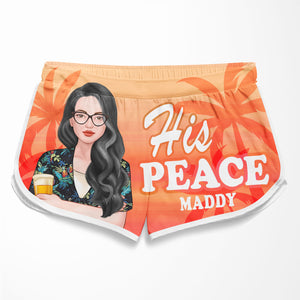 Short de plage personnalisé pour couple « Her Rock His Peace » – Cadeau pour couple, mari et femme