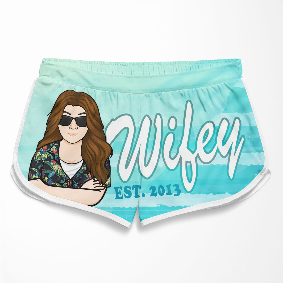 Mari et femme - Short de plage personnalisé pour couple - Cadeau pour couple