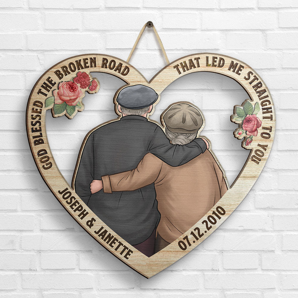 Notre premier baiser en forme de cœur - Panneau en bois personnalisé - Cadeau pour couple, mari et femme