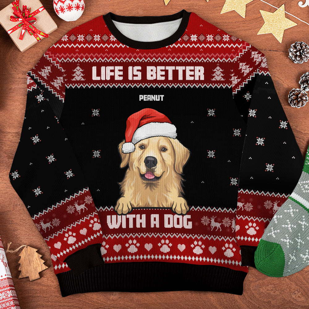 Life Is Better With Dogs - Personalized All-Over-Print Sweatshirt.