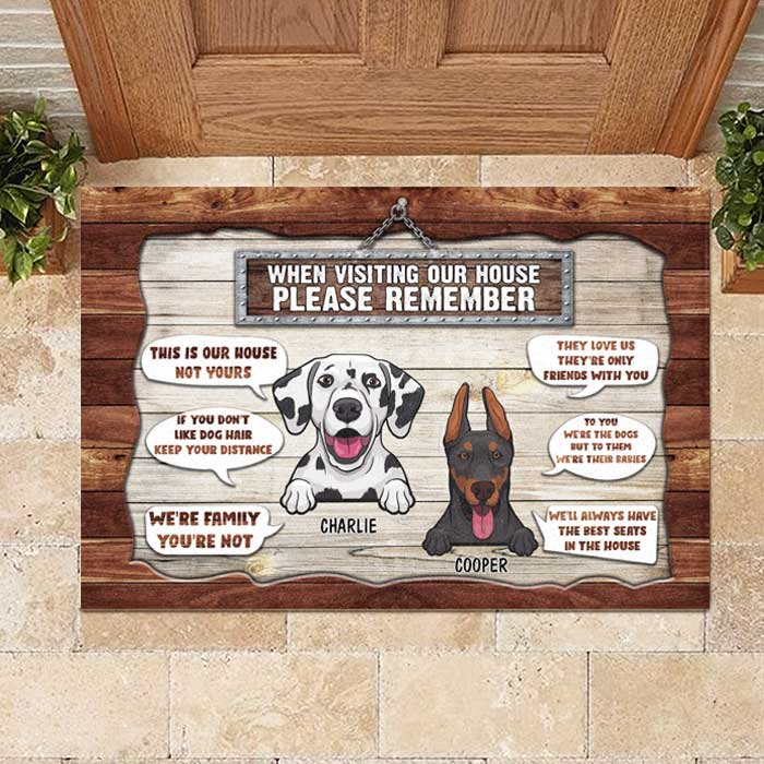 Dogs' Rules When Visiting Our House - Personalized Decorative Mat.