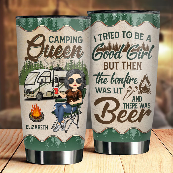 J'ai essayé d'être une bonne fille - Gobelet personnalisé - Cadeau pour les amateurs de camping