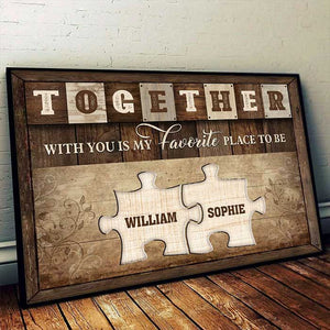 Love Holds Us Together - Gift For Couples, Personalized Horizontal Poster.