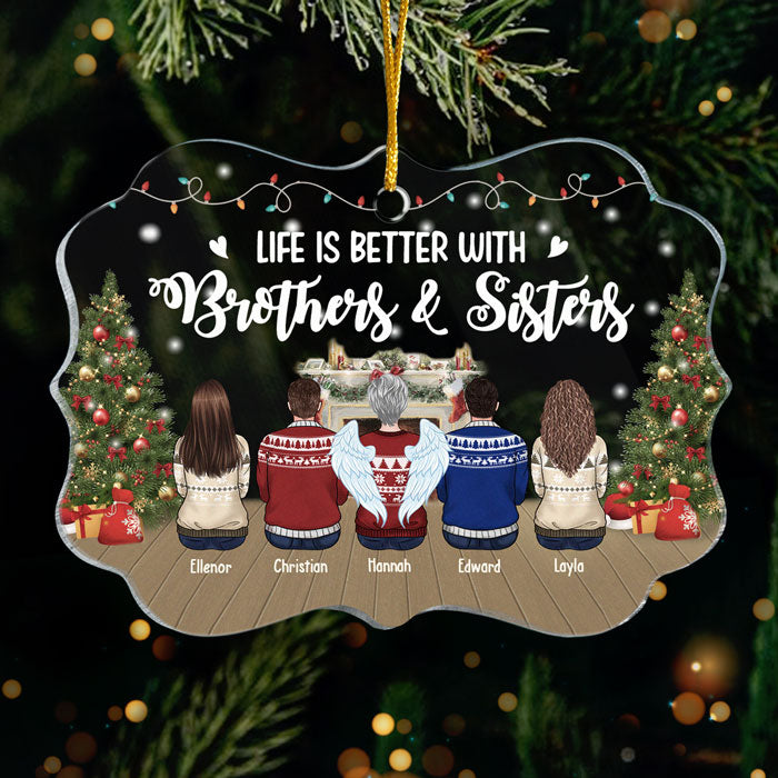 Des frères et sœurs jamais séparés, peut-être à distance, mais jamais dans le cœur - Décoration de Noël personnalisée en acrylique en forme de Benelux - Cadeau pour frères et sœurs, cadeau de Noël