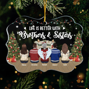 Des frères et sœurs jamais séparés, peut-être à distance, mais jamais dans le cœur - Décoration de Noël personnalisée en acrylique en forme de Benelux - Cadeau pour frères et sœurs, cadeau de Noël