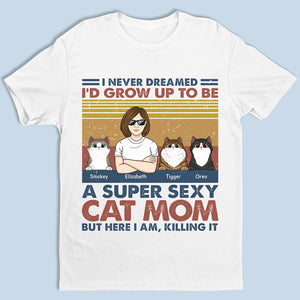 Super Cat Mom - T-shirt, sweat à capuche et sweat-shirt unisexe personnalisé avec chat - Cadeau pour propriétaires et amoureux des animaux