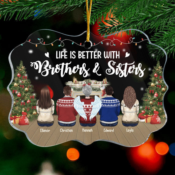 Des frères et sœurs jamais séparés, peut-être à distance, mais jamais dans le cœur - Décoration de Noël personnalisée en acrylique en forme de Benelux - Cadeau pour frères et sœurs, cadeau de Noël