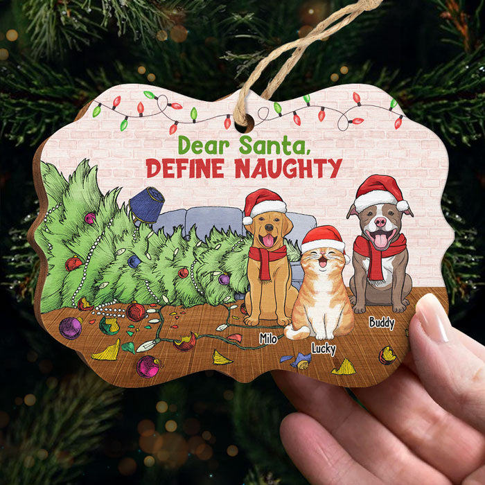 Cher Père Noël, veuillez définir ce qui est méchant ! Ornement personnalisé pour chien et chat en bois en forme de Benelux ! Cadeau de Noël pour les propriétaires et les amoureux des animaux.