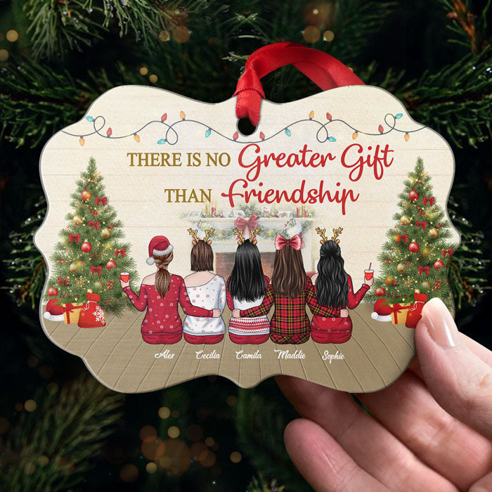 Sisters Will Always Be Connected By Heart - Personalized Custom Benelux Shaped Wood/Aluminum Christmas Ornament - Gift For Bestie, Best Friend, Sister, Birthday Gift For Bestie And Friend, Christmas New Arrival Gift