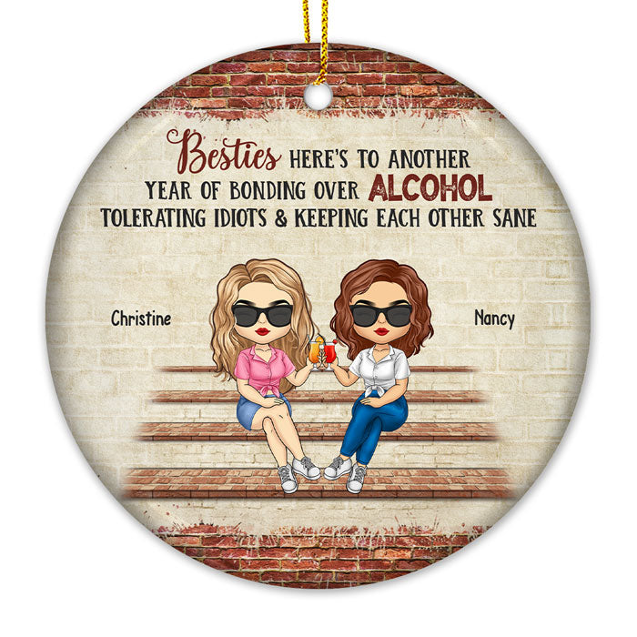 Nos souvenirs sont innombrables - Ornement personnalisé Bestie - Forme ronde en céramique - Cadeau de Noël pour meilleures amies, meilleures amies, sœurs