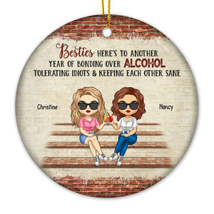 Nos souvenirs sont innombrables - Ornement personnalisé Bestie - Forme ronde en céramique - Cadeau de Noël pour meilleures amies, meilleures amies, sœurs