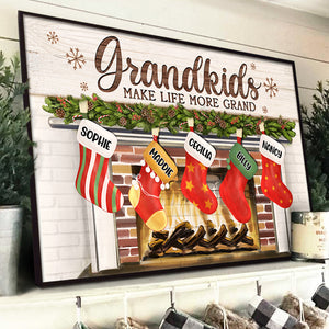 Our Greatest Blessings Call Us Grandma & Grandpa - Personalized Horizontal Poster.