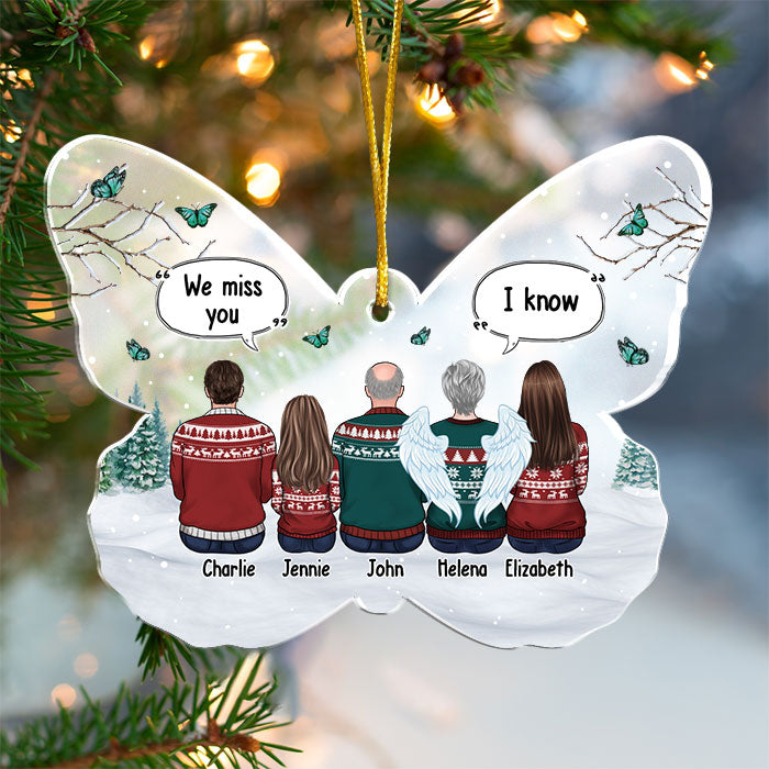 Tu me manques plus que tout - Ornement commémoratif personnalisé en acrylique en forme de papillon - Cadeau de condoléances, cadeau de Noël pour les membres de la famille