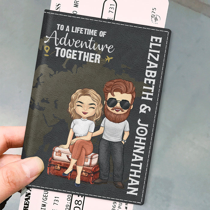 Pour une vie d'aventures ensemble - Étui de passeport personnalisé, cadeau pour couple, mari et femme