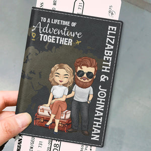 Pour une vie d'aventures ensemble - Étui de passeport personnalisé, cadeau pour couple, mari et femme