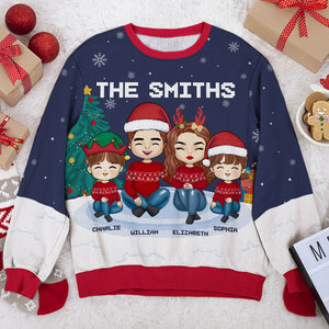 Noël est un moment pour la famille, papa et maman ! Sweat-shirt moche personnalisé pour la famille ! Pull en laine unisexe ! Cadeau de Noël pour les membres de la famille